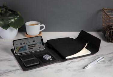 Logo trade promotional giveaways image of: Fiko wireless charging A5 portfolio with powerbank
