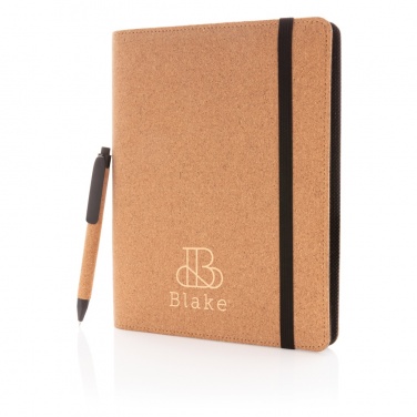 Logo trade promotional item photo of: Deluxe cork portfolio A5 with pen