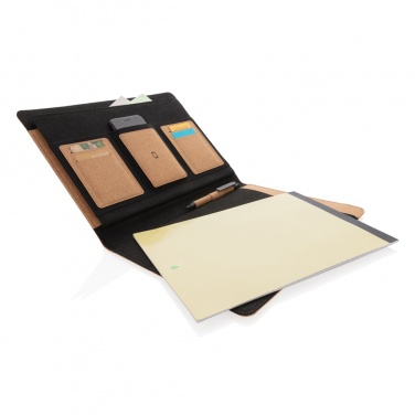 Logo trade promotional merchandise photo of: Deluxe cork portfolio A4 with pen