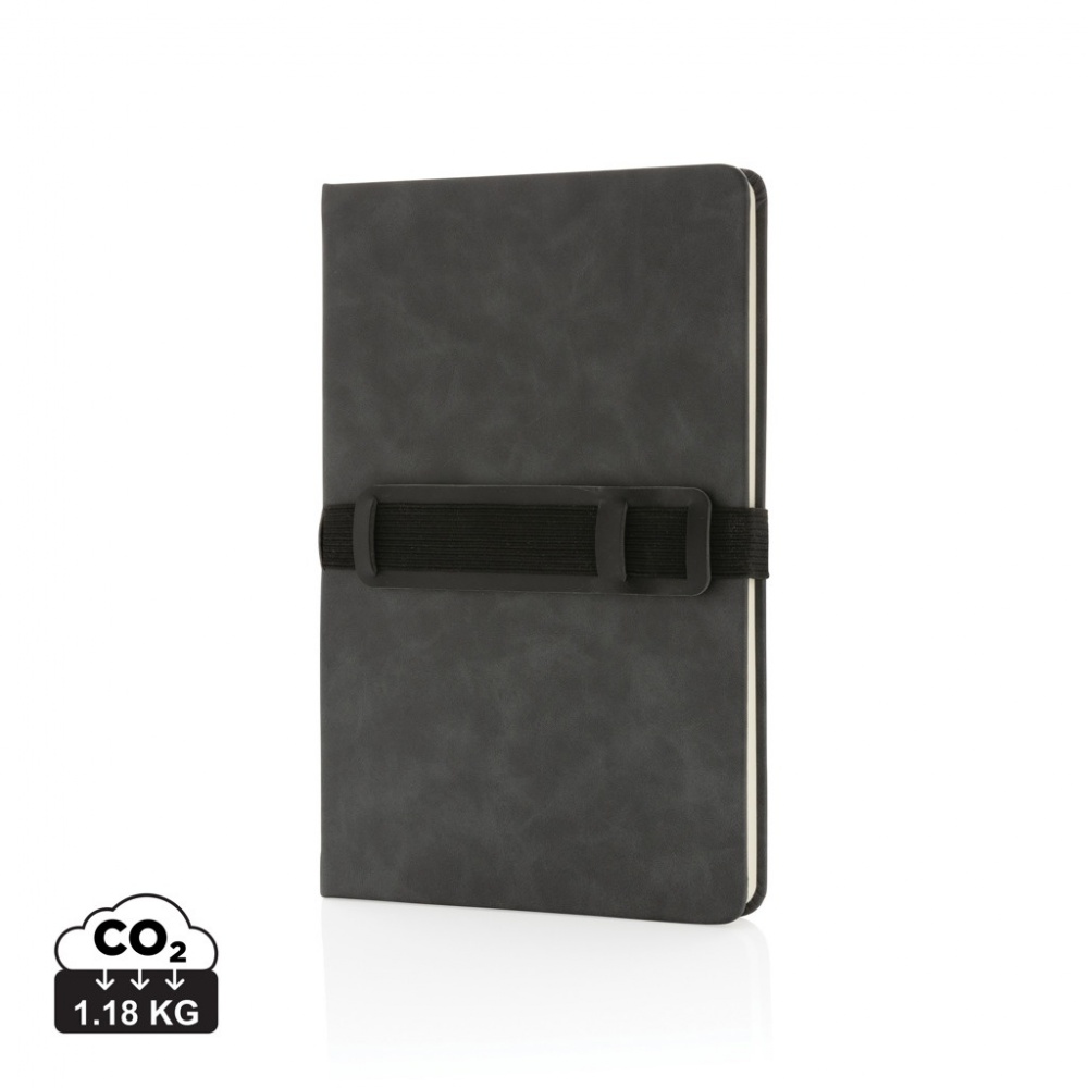 Logotrade business gifts photo of: Deluxe hardcover PU notebook A5 with phone and pen holder