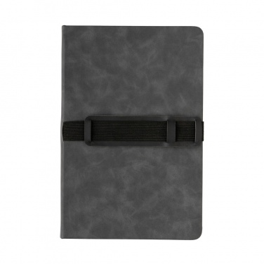 Logo trade advertising products image of: Deluxe hardcover PU notebook A5 with phone and pen holder
