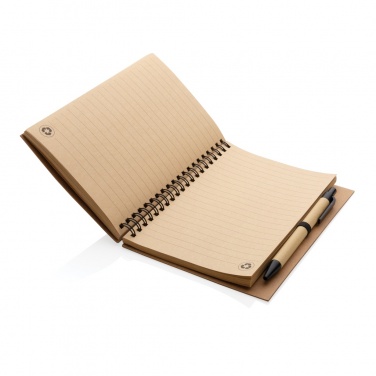 Logo trade promotional gifts image of: Kraft spiral notebook with pen