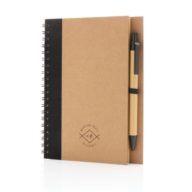 Logo trade promotional merchandise photo of: Kraft spiral notebook with pen
