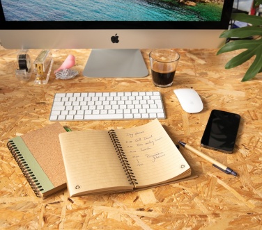 Logo trade promotional products image of: Cork spiral notebook with pen