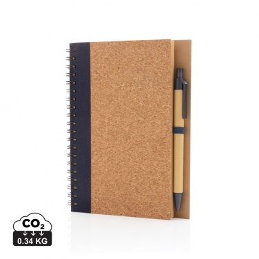 Logo trade promotional products image of: Cork spiral notebook with pen