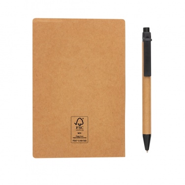 Logo trade corporate gift photo of: Kraft sticky notes A6 booklet with pen