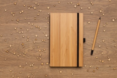 Logo trade promotional merchandise image of: Bamboo notebook and infinity pencil set