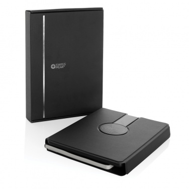 Logotrade promotional item image of: Swiss Peak RCS rePU notebook with 2-in-1 wireless charger