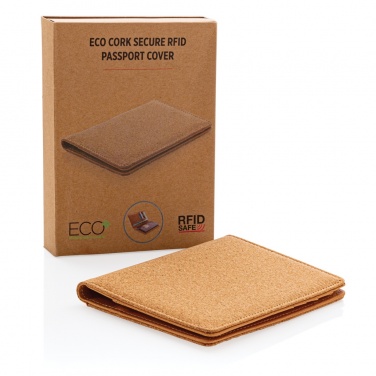 Logo trade business gifts image of: Cork secure RFID passport cover