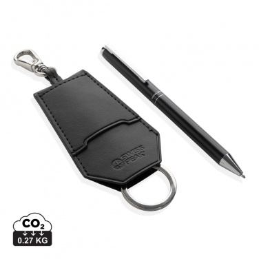 Logotrade promotional products photo of: SP Tula RCS certified recycled PU key holder and pen set