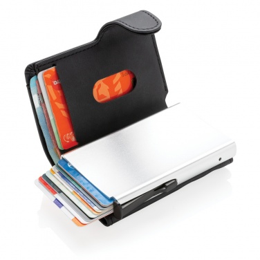 Logo trade promotional giveaway photo of: Standard aluminium RFID cardholder with PU wallet