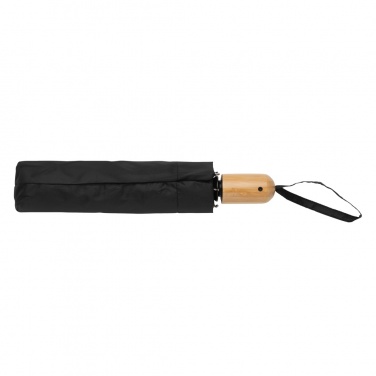 Logo trade promotional gift photo of: 21" Impact AWARE™ RPET 190T bamboo auto open/close umbrella