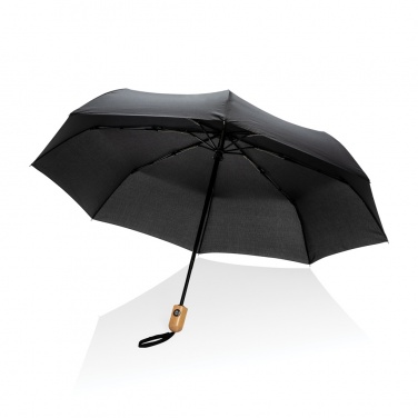 Logotrade promotional item picture of: 21" Impact AWARE™ RPET 190T bamboo auto open/close umbrella