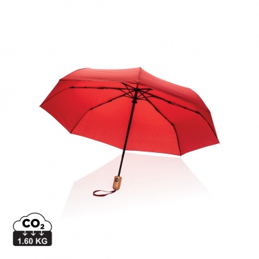 Logotrade promotional giveaway image of: 21" Impact AWARE™ RPET 190T bamboo auto open/close umbrella