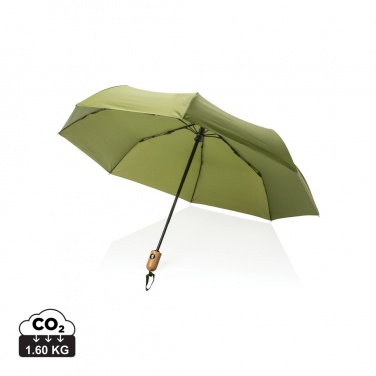 Logotrade corporate gift picture of: 21" Impact AWARE™ RPET 190T bamboo auto open/close umbrella