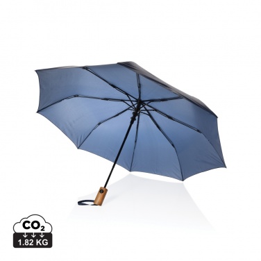 Logo trade corporate gifts image of: Kaycey 21" AWARE™ RPET Acacia wood mini auto open umbrella