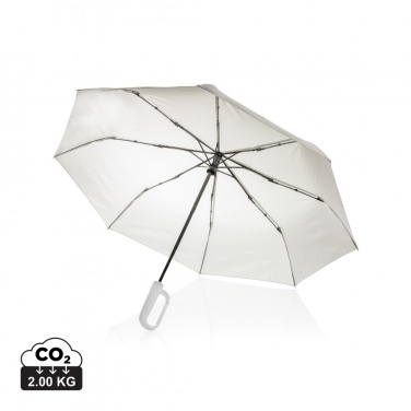Logo trade business gift photo of: Yara 21" AWARE™ RPET solid colour umbrella with carabiner
