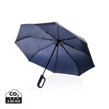 Logo trade corporate gifts image of: Yara 21" AWARE™ RPET solid colour umbrella with carabiner