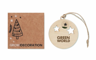 Logo trade promotional gift photo of: Wooden bauble shape hanger