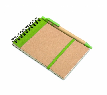 Logo trade promotional gift photo of: A6 recycled notepad with pen