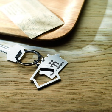 Logotrade promotional giveaway image of: Metal key ring house shape Jyvaskyla