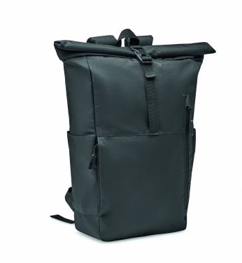 Logo trade business gifts image of: 300D RPET rolltop backpack
