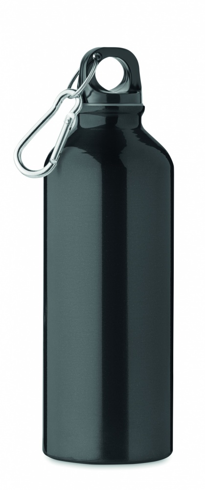 Logo trade promotional items image of: 500 ml single-walled water bottle made of recycled aluminum with a carabiner