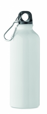 Logo trade promotional item photo of: 500 ml single-walled water bottle made of recycled aluminum with a carabiner