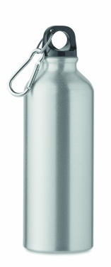 Logotrade corporate gift image of: 500 ml single-walled water bottle made of recycled aluminum with a carabiner