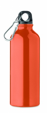 Logo trade promotional merchandise image of: 500 ml single-walled water bottle made of recycled aluminum with a carabiner