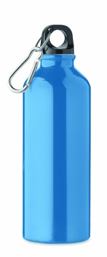 Logotrade promotional giveaway image of: 500 ml single-walled water bottle made of recycled aluminum with a carabiner