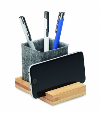 Logo trade promotional merchandise picture of: RPET felt pen pot phone stand