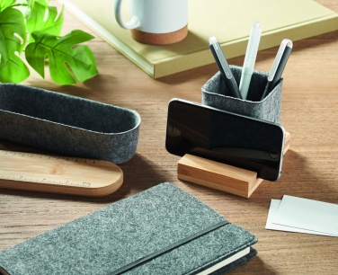 Logotrade promotional giveaway picture of: RPET felt pen pot phone stand