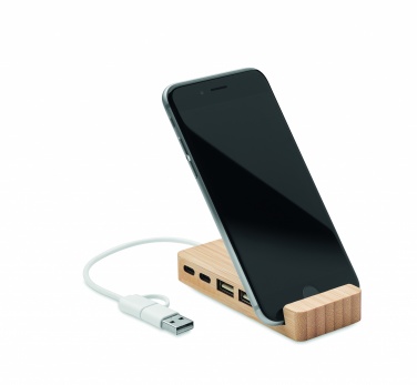 Logotrade promotional items photo of: Bamboo USB 4 ports hub