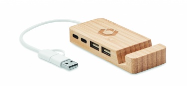 Logo trade promotional item photo of: Bamboo USB 4 ports hub