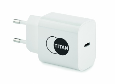 Logotrade promotional merchandise photo of: 20W 2 port USB charger EU plug