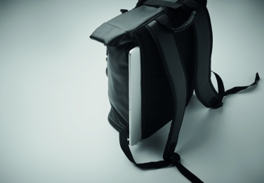 Logo trade promotional giveaways picture of: Laptop PU Rolltop backpack
