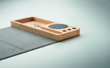 Logo trade promotional giveaway photo of: Wireless charger in bamboo 15W
