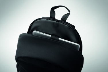 Logotrade advertising products photo of: A 15-inch laptop backpack made of recycled pre-consumer cotton and recycled polyester with customizable printing.