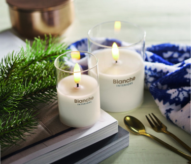 Logo trade business gifts image of: LED wax candle in glass holder