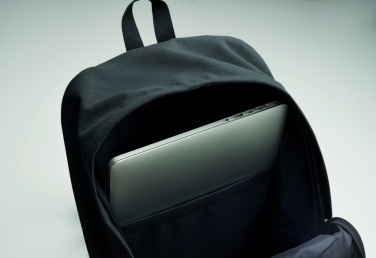 Logo trade promotional giveaways image of: A 15-inch laptop backpack made of recycled pre-consumer cotton with customizable printing