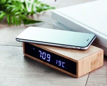 Logo trade advertising products image of: Wireless charger in bamboo 5W