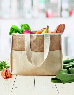 Logo trade advertising product photo of: Jute and canvas cooler bag