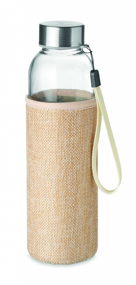 Logo trade promotional merchandise picture of: Glass bottle in pouch 500ml