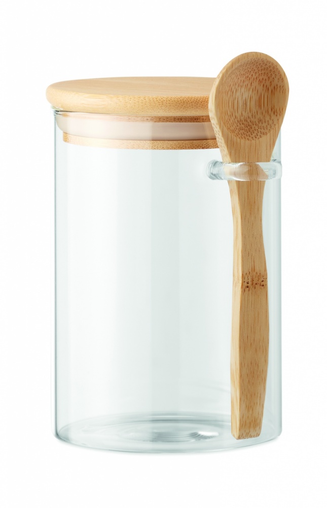 Logotrade promotional item image of: Glass jar with spoon 600 ml