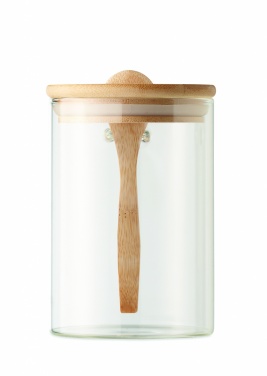 Logo trade promotional gifts image of: Glass jar with spoon 600 ml