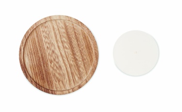 Logo trade promotional gifts picture of: Candle on round wooden base