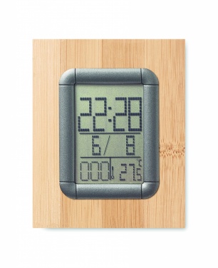 Logotrade promotional gift image of: Bamboo pen holder and LCD clock
