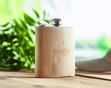 Logotrade promotional giveaway picture of: Bamboo slim hip flask 170ml