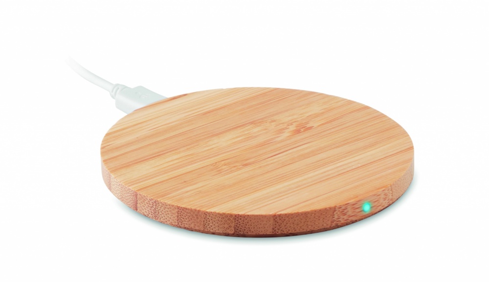 Logotrade business gifts photo of: Wireless charger bamboo 10W RUNDO +